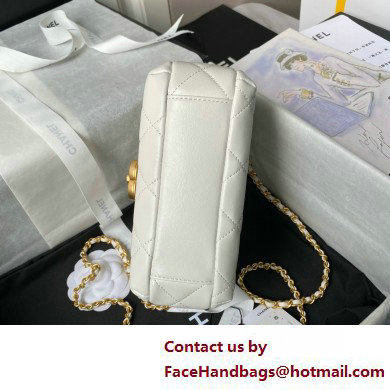 CHANEL Shiny Lambskin, Imitation Pearls  &  Gold-Tone Metal Mini Flap Bag AS4986 white 2025